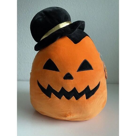 16” Squishmallows Riba Pumpkin Jack O Lantern With Hat Halloween Soft Plush NEW - Picture 1 of 10